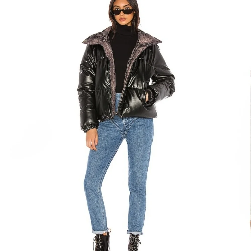 New BlankNYC x Revolve Reversible Snake Print Puffer Jacket